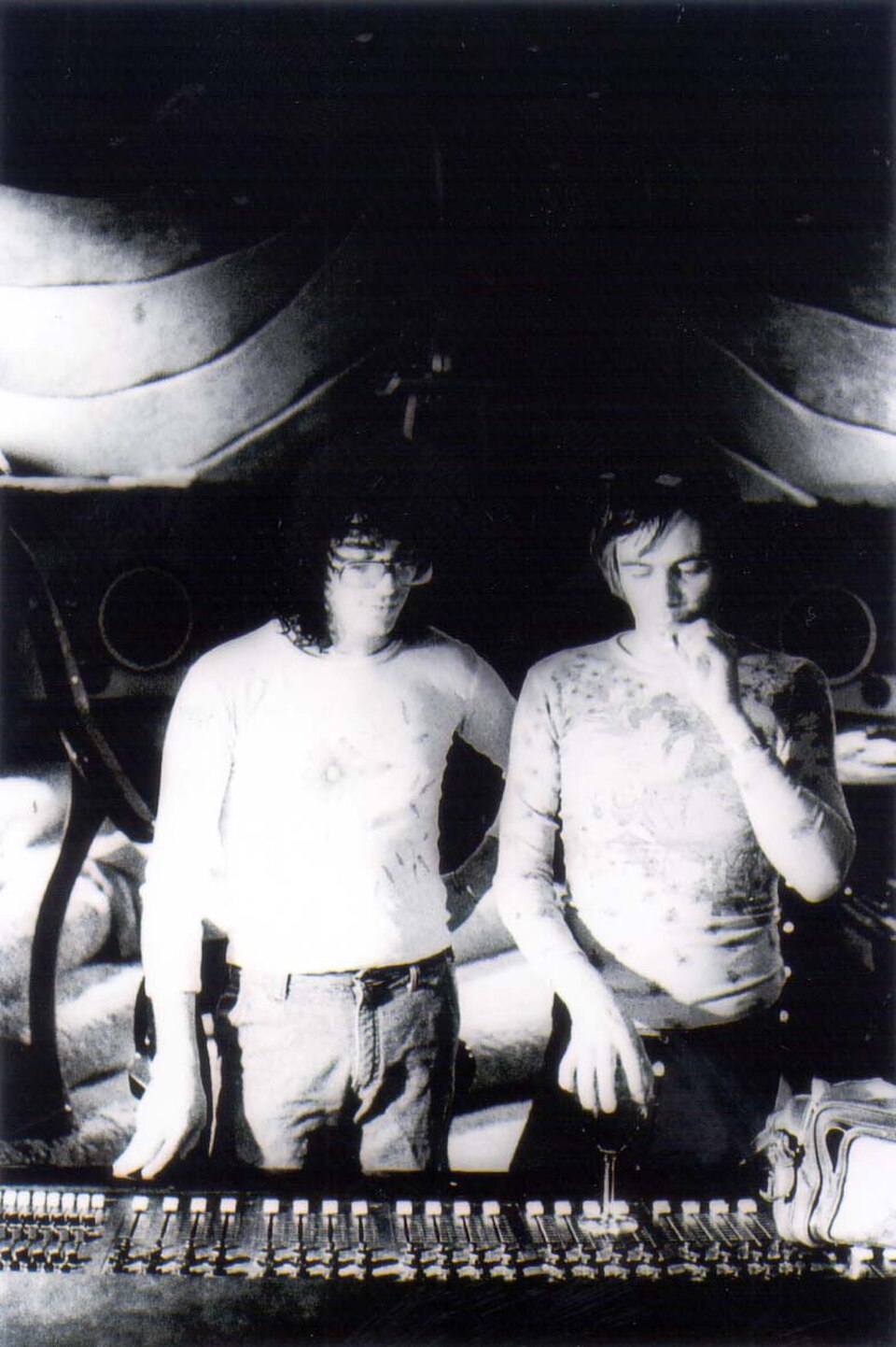 Jimmy Robinson and Gary Kellgren at the Record Plant console, 1974