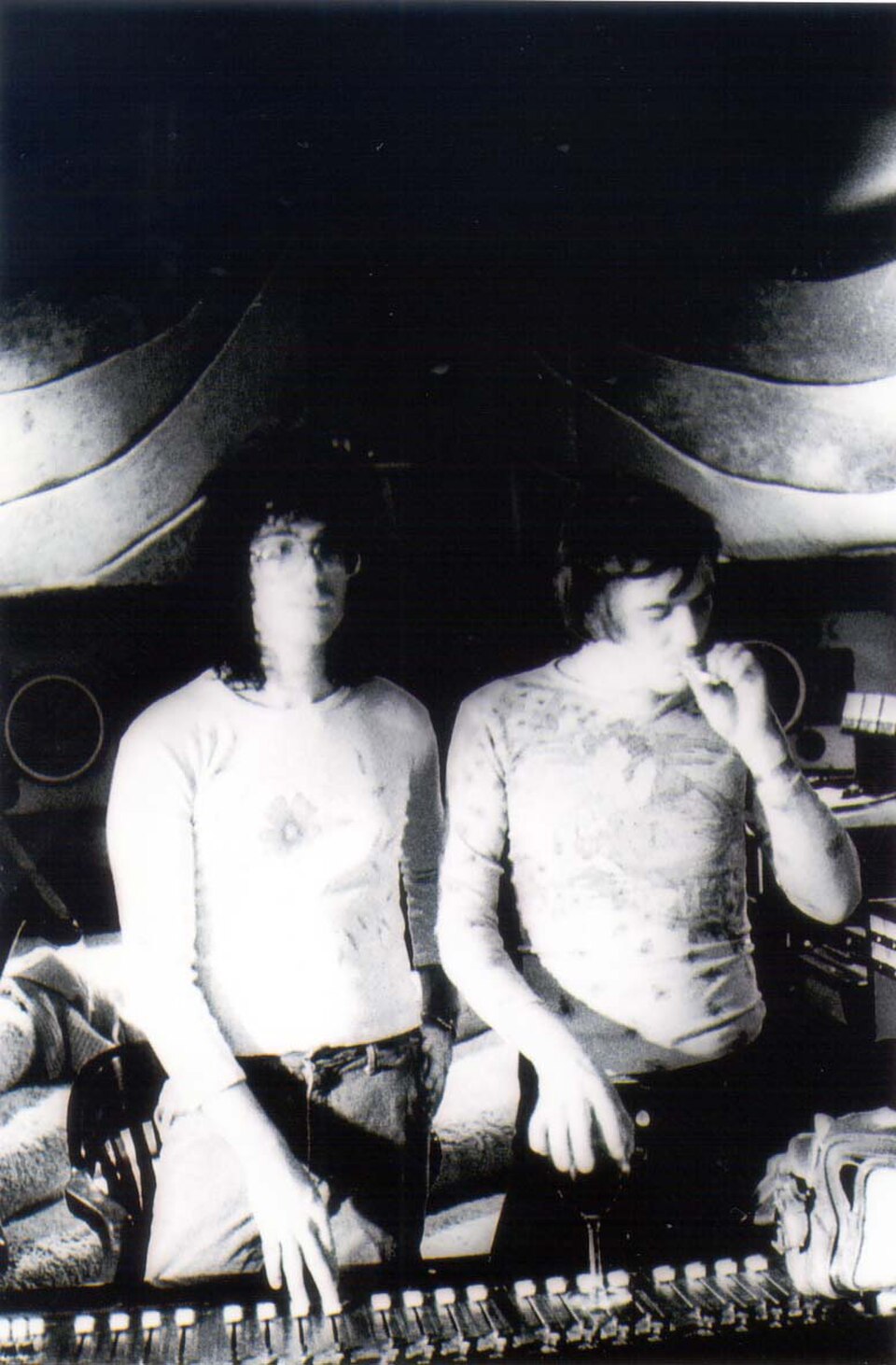 Jimmy Robinson and Gary Kellgren at the Record Plant console, 1974