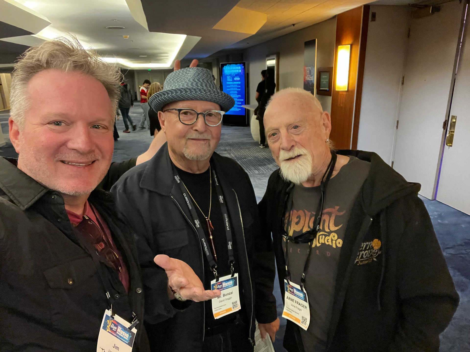 Jim Rees, David Goggin (Mr. Bonzai), and Arne Frager at NAMM.